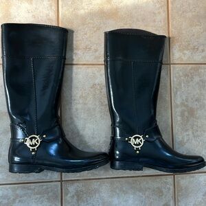 Michael Kors Fulton Riding style Harness Rain boots black rubber size 9